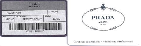 prada authenticity certificate card